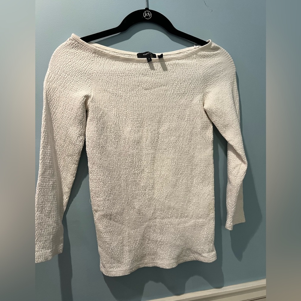 Theory off the shoulder white crepe top